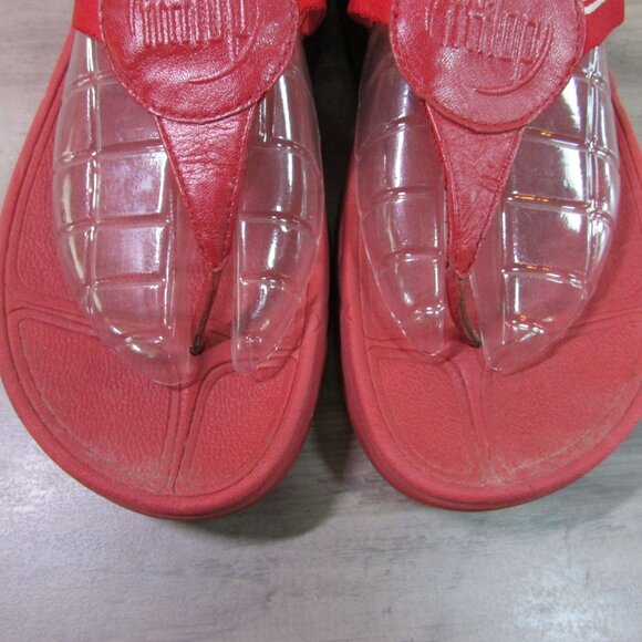 fitflop Women's 9 Flip Flop Thong Sandals Red & White Stripe - Picture 5 of 10